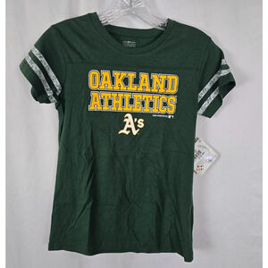 Team Athletics Oakland A's T-Shirt Girls XL (14/16) Green Gold Short Sleeve NWT